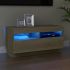 Comodă TV cu lumini LED, gri sonoma, 80x35x40 cm GartenMobel Dekor