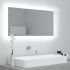 Oglindă de baie cu LED, alb extralucios, 90x8,5x37 cm, acril GartenMobel Dekor