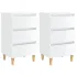 Noptiere & picioare lemn, 2 buc., alb extralucios, 40x35x69 cm GartenMobel Dekor