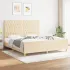 Cadru de pat cu tăblie, crem, 90x200 cm, textil GartenMobel Dekor