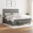Pat box spring cu saltea, gri închis, 200x200 cm, textil GartenMobel Dekor