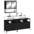 Set mobilier de baie, 3 piese, stejar fumuriu, lemn prelucrat GartenMobel Dekor