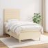 Pat box spring cu saltea, crem, 160x200 cm, material textil GartenMobel Dekor