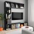 Set bibliotecă/comodă TV, 3 piese, gri beton, 180x30x180 cm GartenMobel Dekor