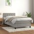 Pat box spring cu saltea, gri deschis, 80x200 cm, catifea GartenMobel Dekor