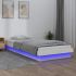 Cadru de pat cu LED, alb, 160x200 cm, lemn masiv GartenMobel Dekor