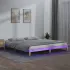 Cadru de pat cu LED, gri, 200x200 cm, lemn masiv GartenMobel Dekor