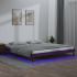Cadru de pat cu LED, gri, 200x200 cm, lemn masiv GartenMobel Dekor