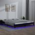 Cadru de pat cu LED, negru, 200x200 cm, lemn masiv GartenMobel Dekor
