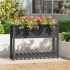 Jardinieră cu raft, negru, 111,5x34,5x81 cm, lemn masiv de pin GartenMobel Dekor