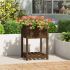 Jardinieră cu raft, negru, 111,5x111,5x81 cm, lemn masiv de pin GartenMobel Dekor