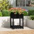 Jardinieră cu raft, negru, 111,5x111,5x81 cm, lemn masiv de pin GartenMobel Dekor