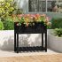 Jardinieră cu raft, negru, 111,5x111,5x81 cm, lemn masiv de pin GartenMobel Dekor