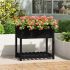 Jardinieră cu raft, negru, 111,5x111,5x81 cm, lemn masiv de pin GartenMobel Dekor