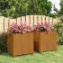 Jardiniere cu picioare 2 buc. ruginiu 42x40x43 cm oțel corten GartenMobel Dekor