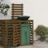 Extensie depozitare pubelă de gunoi, maro miere, lemn masiv pin GartenMobel Dekor