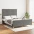 Cadru de pat cu tăblie, gri închis, 100x200 cm, textil GartenMobel Dekor