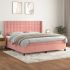 Pat box spring cu saltea, gri închis, 200x200 cm, catifea GartenMobel Dekor