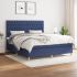 Pat box spring cu saltea, albastru, 140x200 cm, textil GartenMobel Dekor