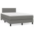 Pat box spring cu saltea, gri închis, 140x190 cm, textil GartenMobel Dekor