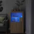 Dulap lateral cu lumini LED, gri beton, lemn prelucrat GartenMobel Dekor