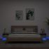 Noptieră cu lumini LED, gri beton, 40x39x37 cm GartenMobel Dekor