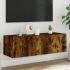 Comodă TV de perete cu lumini LED, alb, 100x35x31 cm GartenMobel Dekor