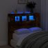 Tăblie de pat cu LED, negru, 120x18,5x103,5 cm, lemn GartenMobel Dekor
