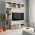 Set bibliotecă/comodă TV, 3 piese, gri beton, 180x30x180 cm GartenMobel Dekor