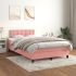Pat box spring cu saltea, roz, 80x200 cm, catifea GartenMobel Dekor