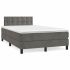 Pat box spring cu saltea, gri închis, 80x200 cm, catifea GartenMobel Dekor