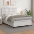 Pat box spring cu saltea, alb, 200x200 cm, piele ecologică GartenMobel Dekor