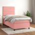 Pat box spring cu saltea, albastru închis, 80x200 cm, catifea GartenMobel Dekor