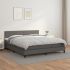 Pat box spring cu saltea, gri, 200x200 cm, piele ecologică GartenMobel Dekor
