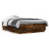 Cadru de pat cu lumini LED, alb, 135x190 cm, lemn prelucrat GartenMobel Dekor