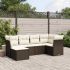 Set canapele de grădină cu perne, 7 piese, negru, poliratan GartenMobel Dekor
