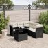Set mobilier de grădină cu perne, 6 piese, negru, poliratan GartenMobel Dekor