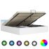 Cadru pat hidraulic cu ladă LED negru 160x200cm piele ecologică  GartenMobel Dekor
