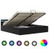 Cadru pat hidraulic ladă cu LED negru 120x200cm piele ecologică  GartenMobel Dekor