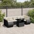 Set mobilier de grădină cu perne, 8 piese, negru, poliratan GartenMobel Dekor