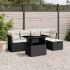 Set mobilier de grădină cu perne, 6 piese, negru, poliratan GartenMobel Dekor