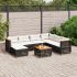 Set mobilier de grădină cu perne, 8 piese, negru, poliratan GartenMobel Dekor
