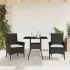 Set mobilier de grădină cu perne 5 piese negru poliratan&sticlă GartenMobel Dekor