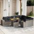 Set canapele de grădină cu perne, 10 piese, negru, poliratan GartenMobel Dekor