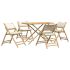 Set de bistro pliabil, 5 piese, cu perne alb crem, bambus GartenMobel Dekor