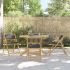 Set de bistro pliabil, 5 piese, cu perne alb crem, bambus GartenMobel Dekor