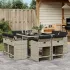 Set mobilier grădină cu perne, 15 piese, bej combinat poliratan GartenMobel Dekor