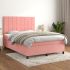 Pat box spring cu saltea, gri închis, 140x200 cm, catifea GartenMobel Dekor