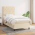 Pat box spring cu saltea, crem, 80x200 cm, textil GartenMobel Dekor