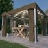 Pavilion cu perdele si șiruri lumini LED, alb crem, 3x3 m GartenMobel Dekor